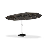 PURPLE LEAF Double Sided Patio Umbrella with Light Large Market Umbrellas with Base