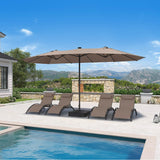 PURPLE LEAF Double Sided Patio Umbrella with Light Large Market Umbrellas with Base