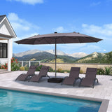 PURPLE LEAF Double-Sided Market Umbrella with Light Large Patio Umbrellas with Base