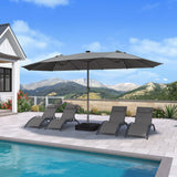 PURPLE LEAF Double-Sided Market Umbrella with Light Large Patio Umbrellas with Base