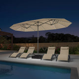 PURPLE LEAF Double-Sided Market Umbrella with Light Large Patio Umbrellas with Base