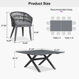 PURPLE LEAF Modern Outdoor Dining Table with 6/8/10 Seats, All-Weather Aluminum Table and Rattan Chairs with Cushions, Champagne