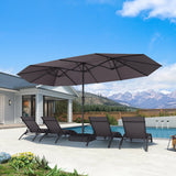 PURPLE LEAF Table Umbrella Double Sided Rectangular Patio Market Umbrella with Base