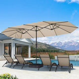 PURPLE LEAF Table Umbrella Double Sided Rectangular Patio Market Umbrella with Base