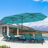 PURPLE LEAF Table Umbrella Double Sided Rectangular Patio Market Umbrella with Base