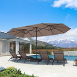 PURPLE LEAF Table Umbrella Double Sided Rectangular Patio Market Umbrella with Base