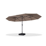 PURPLE LEAF Table Umbrella Double Sided Rectangular Patio Market Umbrella with Base