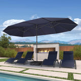 PURPLE LEAF Double-Sided Market Umbrella Large Rectangular Patio Umbrellas with Base