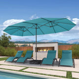 PURPLE LEAF Double-Sided Market Umbrella Large Rectangular Patio Umbrellas with Base