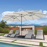 PURPLE LEAF Double-Sided Market Umbrella Large Rectangular Patio Umbrellas with Base