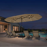 PURPLE LEAF Double Sided Patio Umbrella with Light Large Market Umbrellas with Base