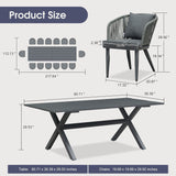PURPLE LEAF Patio Dining Sets with Aluminum Frame Table & Handwoven Wicker Chairs Grey