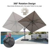 PURPLE LEAF UV Resistant Patio Umbrella with Base, Left-Right Tilt & 360° Swivel