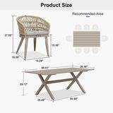 PURPLE LEAF Modern Outdoor Dining Table with 6/8/10 Seats, All-Weather Aluminum Table and Rattan Chairs with Cushions, Champagne