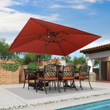 PURPLE LEAF Outdoor Garden Umbrella with Base, Cantilever Umbrellas in Wood Color
