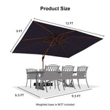 PURPLE LEAF Outdoor Garden Umbrella with Base, Cantilever Umbrellas in Wood Color