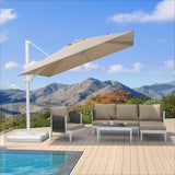 PURPLE LEAF Morden White Outdoor Umbrella Premium Aluminum Patio Cantilever Pool Sun Umbrellas