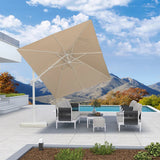 PURPLE LEAF White Outdoor Umbrella Left-Right Tilting Patio Cantilever Umbrella