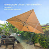 PURPLE LEAF Hailar Deluxe Aluminum Patio Umbrella with Base, Square and Rectangular Umbrella