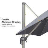 PURPLE LEAF Hailar Deluxe Aluminum Patio Umbrella with Base, Square and Rectangular Umbrella