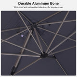 PURPLE LEAF Hailar Deluxe Aluminum Patio Umbrella with Base, Square and Rectangular Umbrella