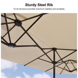 PURPLE LEAF Table Umbrella Double Sided Rectangular Patio Market Umbrella with Base