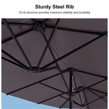 PURPLE LEAF Table Umbrella Double Sided Rectangular Patio Market Umbrella with Base