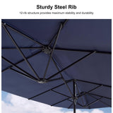 PURPLE LEAF Table Umbrella Double Sided Rectangular Patio Market Umbrella with Base