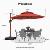 PURPLE LEAF Outdoor Garden Umbrella with Base, Cantilever Umbrellas in Wood Color