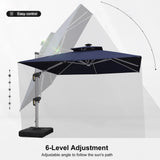 PURPLE LEAF SUNBRELLA Solar Cantilever Umbrella with Lights for Outdoor Patio