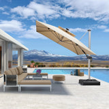 PURPLE LEAF SUNBRELLA Solar Cantilever Umbrella with Lights for Outdoor Patio