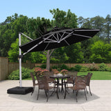 PURPLE LEAF Round Solar Lighted Cantilever Umbrella Outside Patio Umbrella with Lights