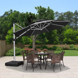 PURPLE LEAF Round Solar Lighted Cantilever Umbrella Outside Patio Umbrella with Lights