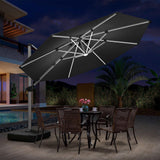 PURPLE LEAF Round Solar Lighted Cantilever Umbrella Outside Patio Umbrella with Lights