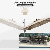 PURPLE LEAF Square Cantilever Umbrella with Base, Outdoor Umbrellas with Lights
