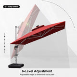 PURPLE LEAF Square Cantilever Umbrella with Base, Outdoor Umbrellas with Lights