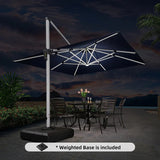 PURPLE LEAF Square Cantilever Umbrella with Base, Outdoor Umbrellas with Lights