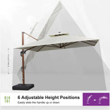 PURPLE LEAF Double Top 9 / 10 / 11 / 12 ft Square Aluminum Sun Umbrellas in Wood Color