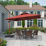 PURPLE LEAF Outdoor Garden Umbrella with Base, Cantilever Umbrellas in Wood Color