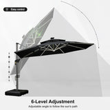 PURPLE LEAF Round Solar Lighted Cantilever Umbrella Outside Patio Umbrella with Lights