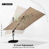 PURPLE LEAF SUNBRELLA Solar Cantilever Umbrella with Lights for Outdoor Patio