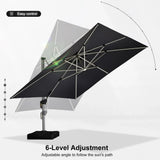 PURPLE LEAF Square Cantilever Umbrella with Base, Outdoor Umbrellas with Lights
