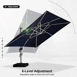 PURPLE LEAF SUNBRELLA Solar Cantilever Umbrella with Lights for Outdoor Patio