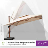 PURPLE LEAF Double Top 9 / 10 / 11 / 12 ft Square Aluminum Sun Umbrellas in Wood Color
