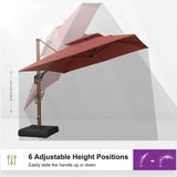PURPLE LEAF Double Top 9 / 10 / 11 / 12 ft Square Aluminum Sun Umbrellas in Wood Color