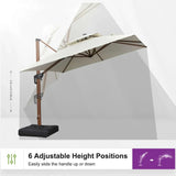 PURPLE LEAF Double Top 9 / 10 / 11 / 12 ft Square Aluminum Sun Umbrellas in Wood Color