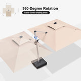 PURPLE LEAF Rectangular Cantilever Umbrella with Base, Outdoor Umbrellas with Lights