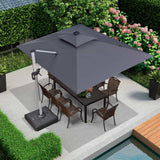 PURPLE LEAF SUNBRELLA Solar Cantilever Umbrella with Lights for Outdoor Patio