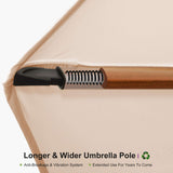 PURPLE LEAF Double Top 9 / 10 / 11 / 12 ft Square Aluminum Sun Umbrellas in Wood Color