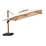 PURPLE LEAF Double Top 9 / 10 / 11 / 12 ft Square Aluminum Sun Umbrellas in Wood Color